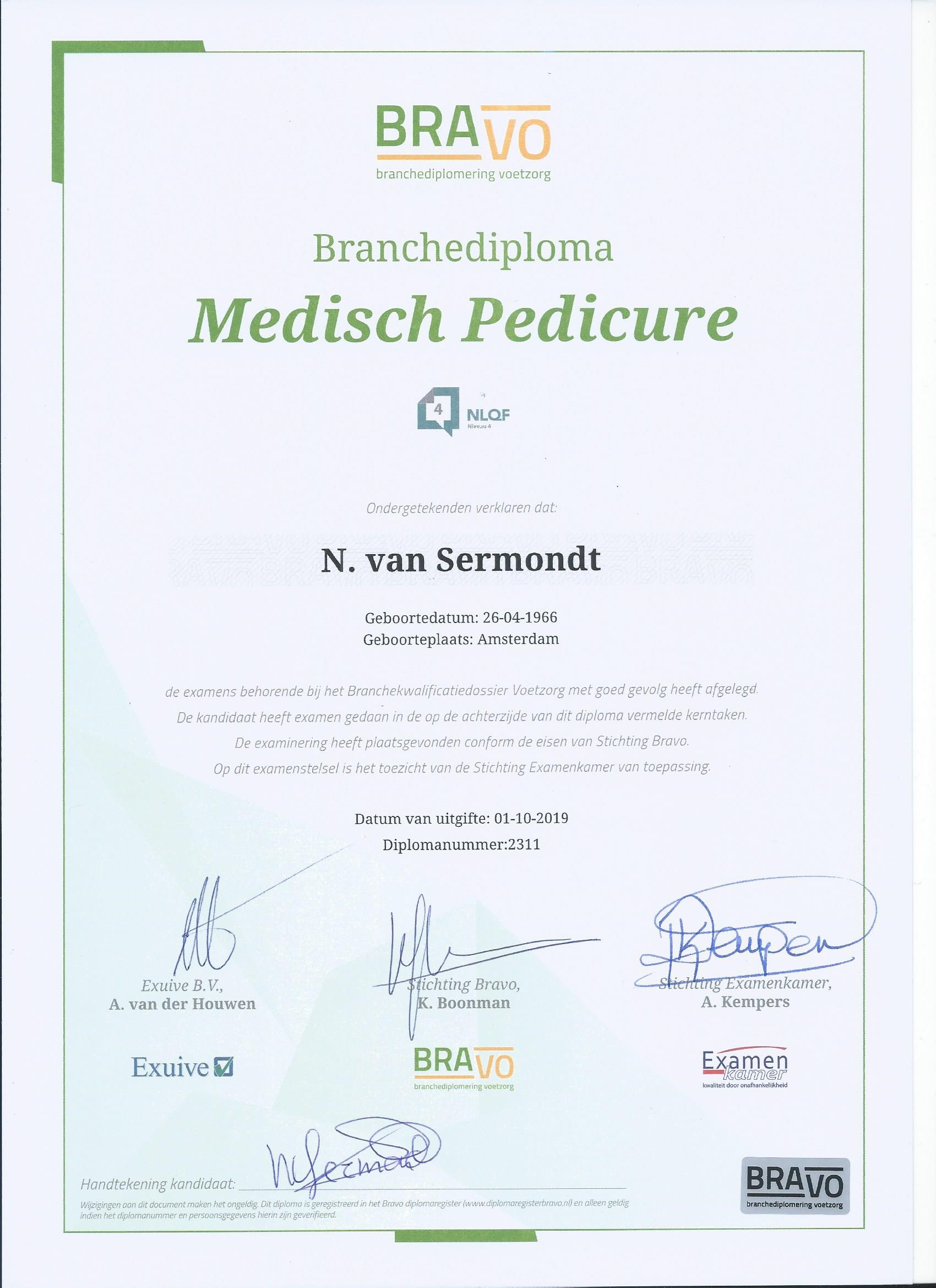 BRAVO Branchediploma Medisch Pedicure